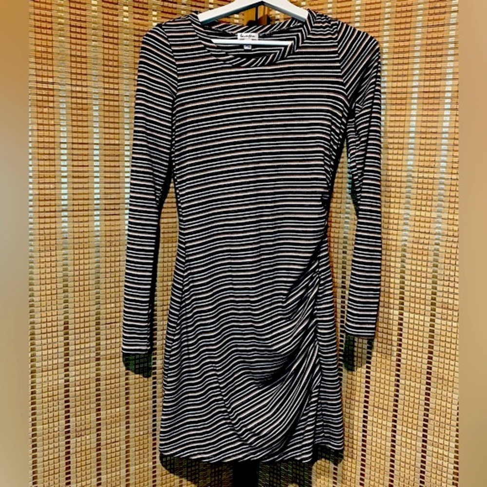 Deep-tone Candy Striped Long Sleeve Dress